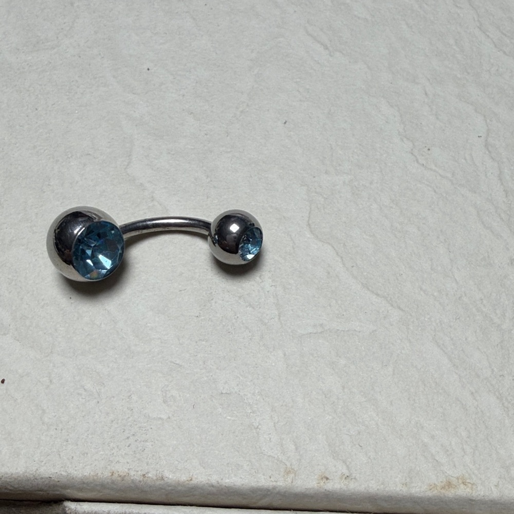 Silver and Blue Gem Belly Ring